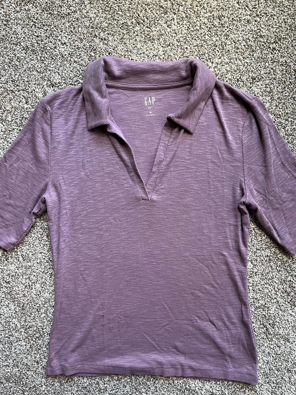 GAP Short Sleeve Rib T Polo Style in Dusty Lavender Medium